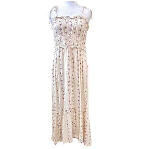 Milk Maid Ruffles Cottagecore Dainty Floral High-Low Tiered Maxi Dress M